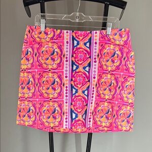 Lilly Pulitzer Vibrant Pink and Orange Mini Skirt